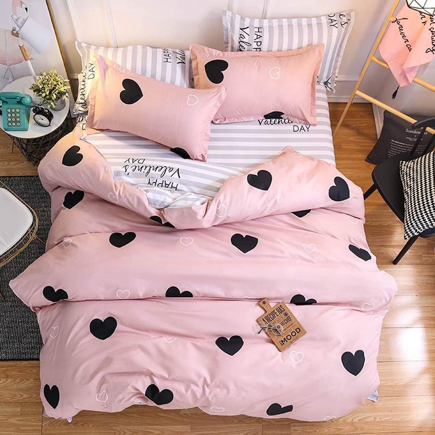 Golden Home King Size/Single Size Bedsheet duvet cover pillow case 6pcs One Set High Cotton Quality Bedding Set Kids' Duvet Covers… (AA19, King Size)