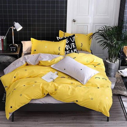 Golden Home King Size/Single Size Bedsheet duvet cover pillow case 6pcs One Set High Cotton Quality Bedding Set Kids' Duvet Covers… (AA19, King Size)