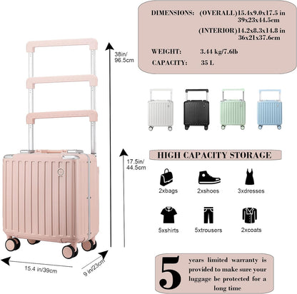 Somago Carry-On Luggage 18-Inch Hardside Spinner Lightweight Suitcase with TSA Lock, White, carry-on 18-inch, Hardside Luggage With Spinner Wheels