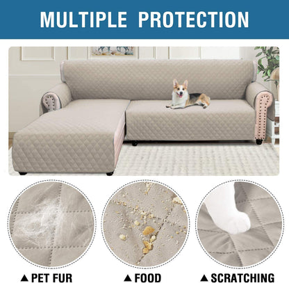 LINFKY Sofa Covers L Shape Couch Covers for Reversible Sectional Sofa Chaise Lounge Sofa Cover Slipcovers Furniture Protector for Dogs Pets, Non Slip with Straps (Grey,Large)