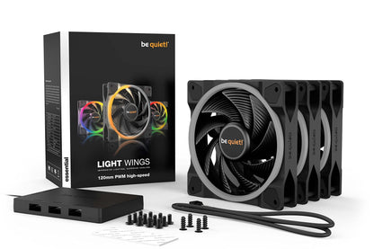 be quiet! Light Wings 120mm PWM, Premium ARGB Cooling Fan, 4-Pin, Triple Pack, BL076, black