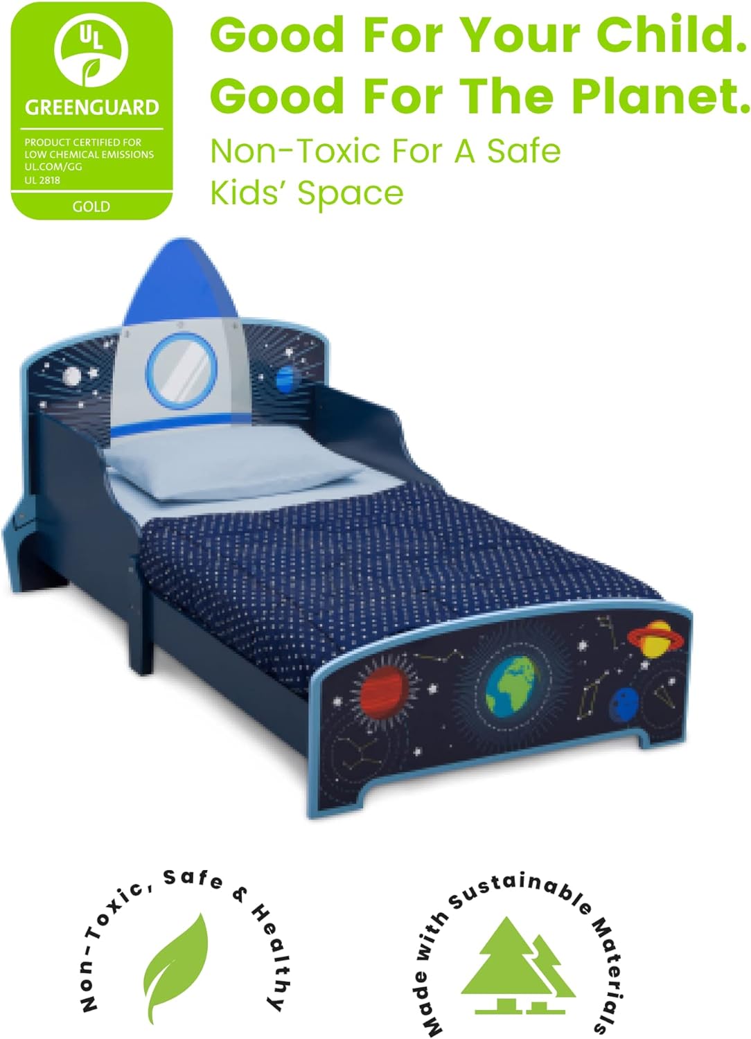 Delta Children Rocket Ship Wood Toddler Bed, Space Adventure, Piece Of 1