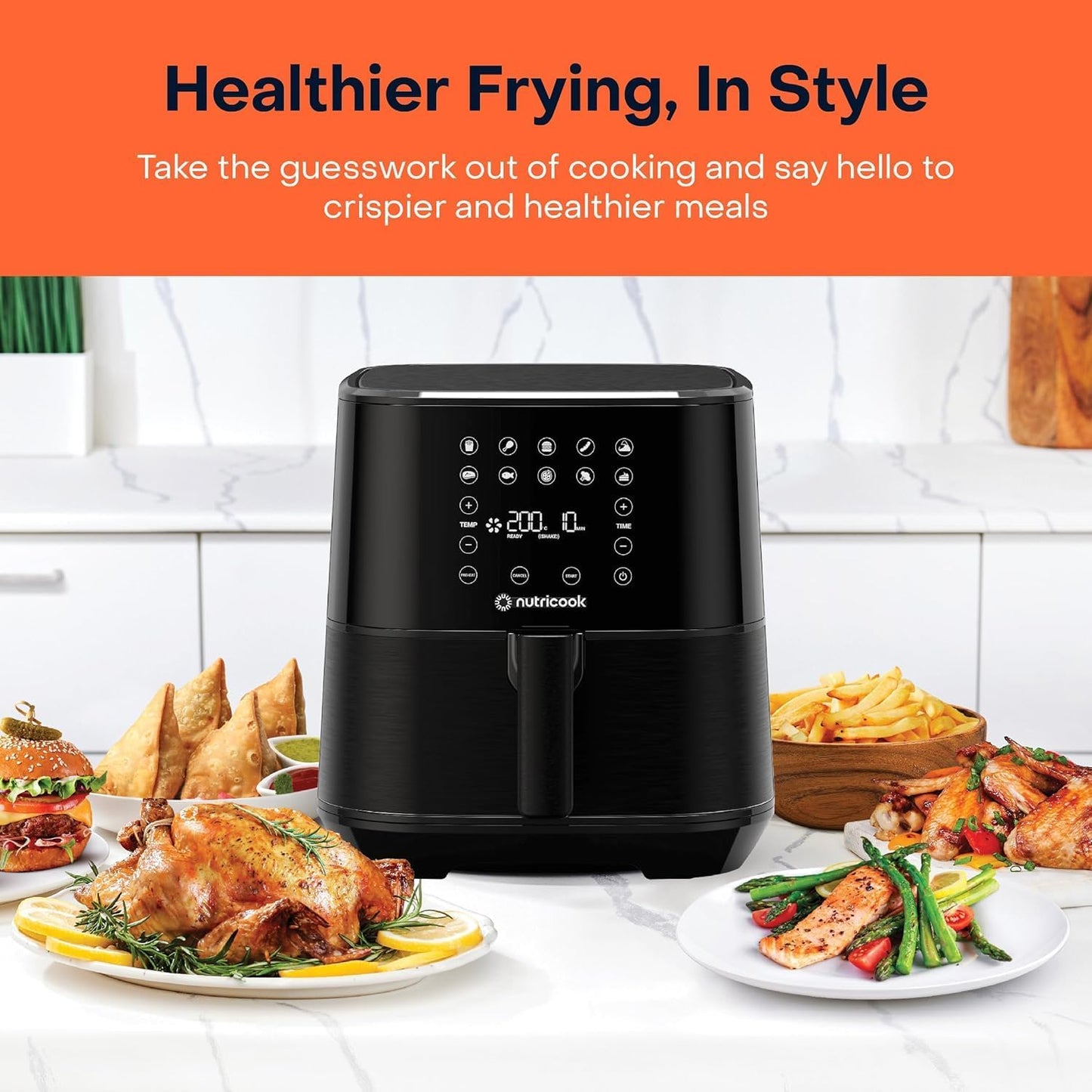 Nutricook Air Fryer Duo 2 by Caliber Brands, 8.5L Independently Controlled Dual Baskets, Air Fry, Bake, Roast, Broil, Reheat & Dehydrate, 6 Presets, AFD185, Black, 2400 Watts, 2 Year Warranty