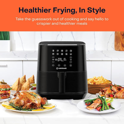 Nutricook Air Fryer Duo 2 by Caliber Brands, 8.5L Independently Controlled Dual Baskets, Air Fry, Bake, Roast, Broil, Reheat & Dehydrate, 6 Presets, AFD185, Black, 2400 Watts, 2 Year Warranty