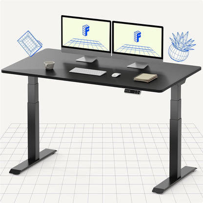 FLEXISPOT Electric Standing Desk E7, Height Adjustable Desk with Whole-Piece Board and Dual Motor 3 Stages, 55x28 Inch, 4 Presets, Large Load Capacity Stand Up Desk Workstation Home Office Computer