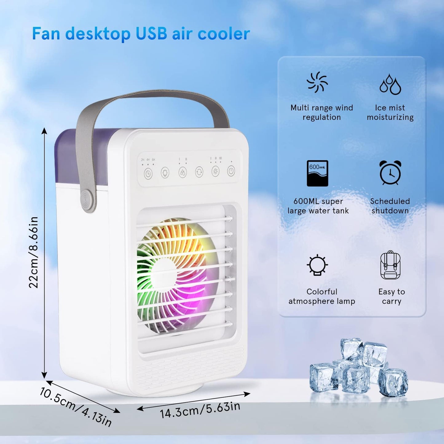 SYOSI Air Conditioner Air Cooler, Portable Air Conditioner, Air Coolers with Handle for Home, Mini Multi-stall Air Conditioner for Home Office Dorm Indoors