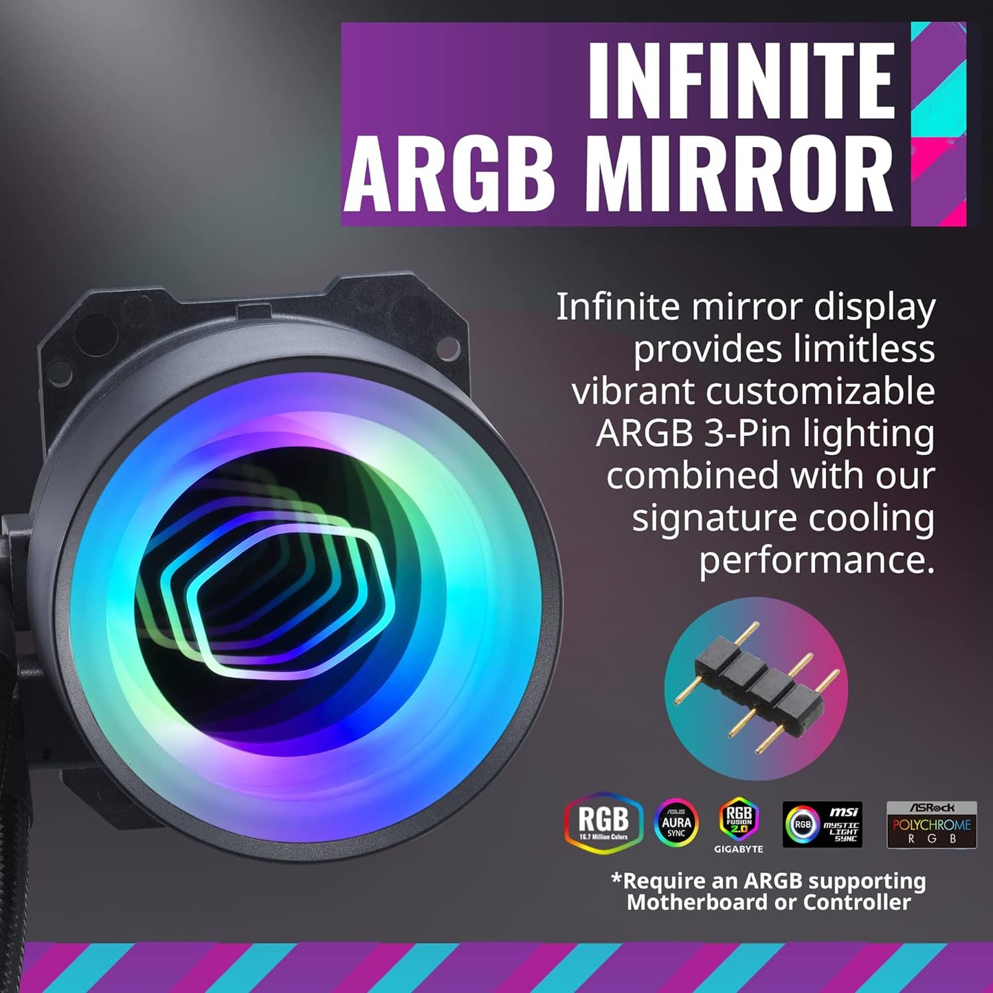 Cooler Master Masterliquid ml280 Mirror ArGB Close-Loop Aio Cpu Liquid Cooler, Mirror ArGB Pump, 280 Radiator, Dual Sickleflow 140mm, 3Rd Gen Dual Chamber Pump For Amd Ryzen/Intel Lga1700*/1200/115X