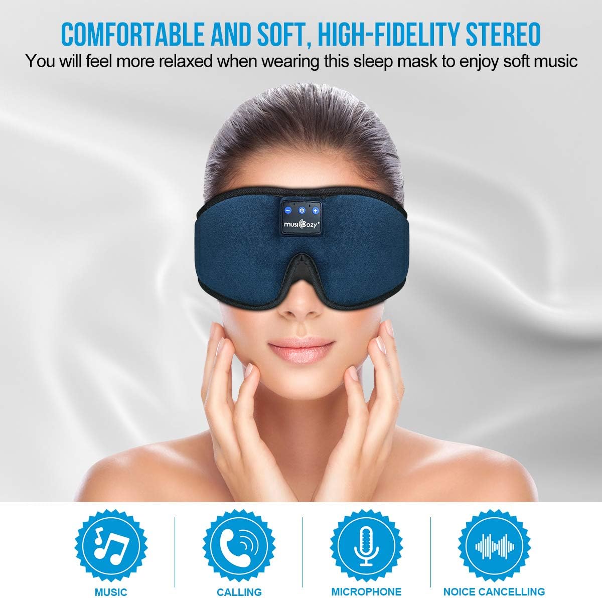 MUSICOZY Sleep Headphones Bluetooth Sleep Mask 3D Wireless Music Sleeping Headphones Headband Eye Mask Sleep Earbuds for Side Sleepers Mom Men Women with Speakers Cool Tech Gadgets Gifts