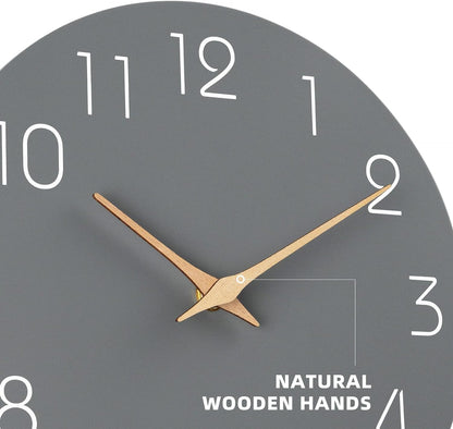 Mosewa Wall Clock 12 Inch Silent Non Ticking Wood Wall Clocks Battery Operated - Wooden White Modern Office Simple Minimalist Clock Decorative for Kitchen,Home,Bathroom,Living Room(12" White)