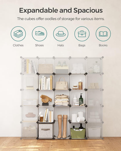 SONGMICS Cube Storage Organizer, 16-Cube Book Shelf, Closet Organizers and Storage, Room Organization, Cube Shelving for Bedroom Living Room, 12.2 x 48.4 x 48.4 Inches, White ULPC44L