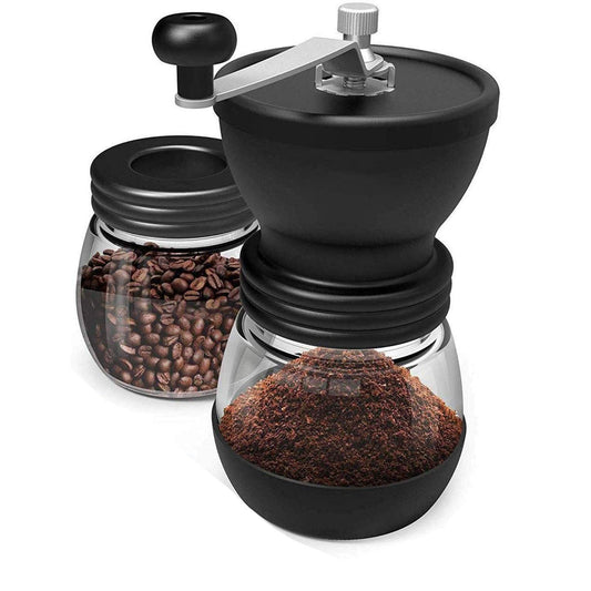 U-HOOME Manual Coffee Grinders Portable Burr Coffee Grinder With Ceramic Burrs Hand Mill Glass Jars for eropress, Drip Coffee, Espress