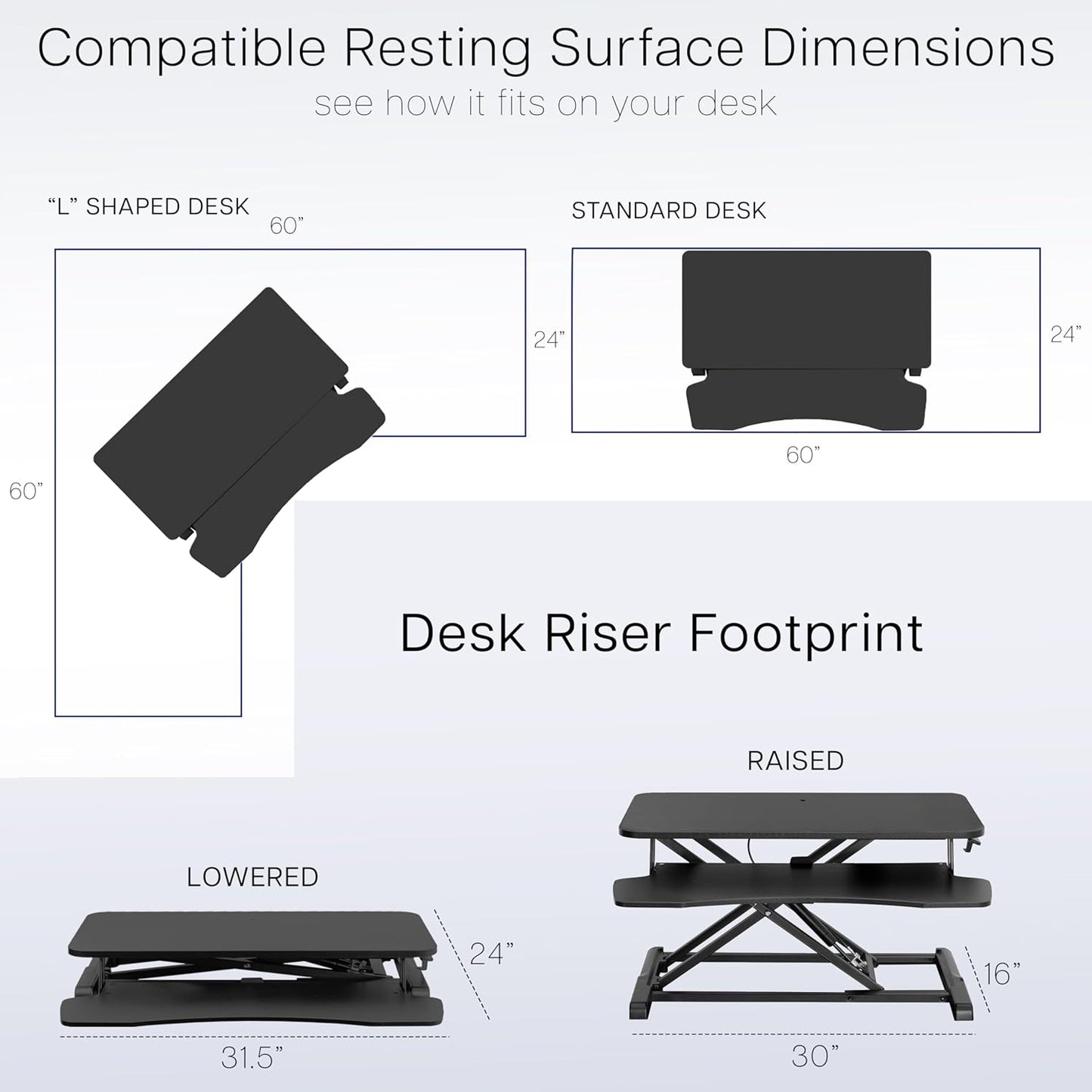 VIVO 32 inch Desk Converter, K Series, Height Adjustable Sit to Stand Riser, Dual Monitor and Laptop Workstation with Wide Keyboard Tray, Gray Top, Black Frame, DESK-V000KG