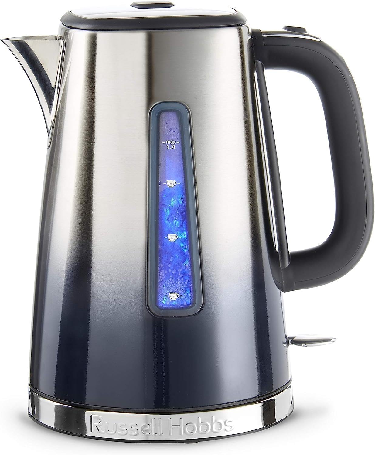 Russell Hobbs Eclipse Electric Kettle Polished, 1.7L Capacity 300W, Rapid Boil, Perfect Pour Spout, Quiet Boil, Stainless Steel Electric Kettle for Home, and Office Use -25111 (Midnight Blue)