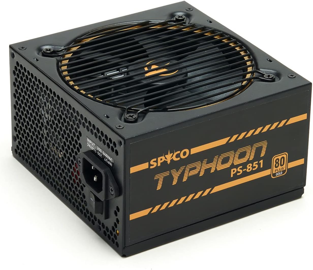 SPYCO Typhoon PS-851, Gaming PSU 850W, 80 PLUS Gold, Full Modular, Low Noise, ATX Power Supply Unit, Super Silent Fan, 105°C Capacitors, Flat Cables, Compact, 5 Years Warranty - CaveHubs