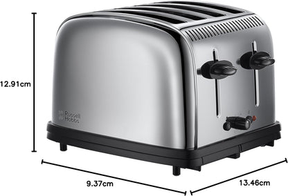 Russell Hobbs Stylevia (26290) 4-Slice Stainless Steel Toaster with High Lift, Variable Browning Settings with Defrost/Reheat/Cancel Function & Removable Crumb Tray - 1-Year Warranty