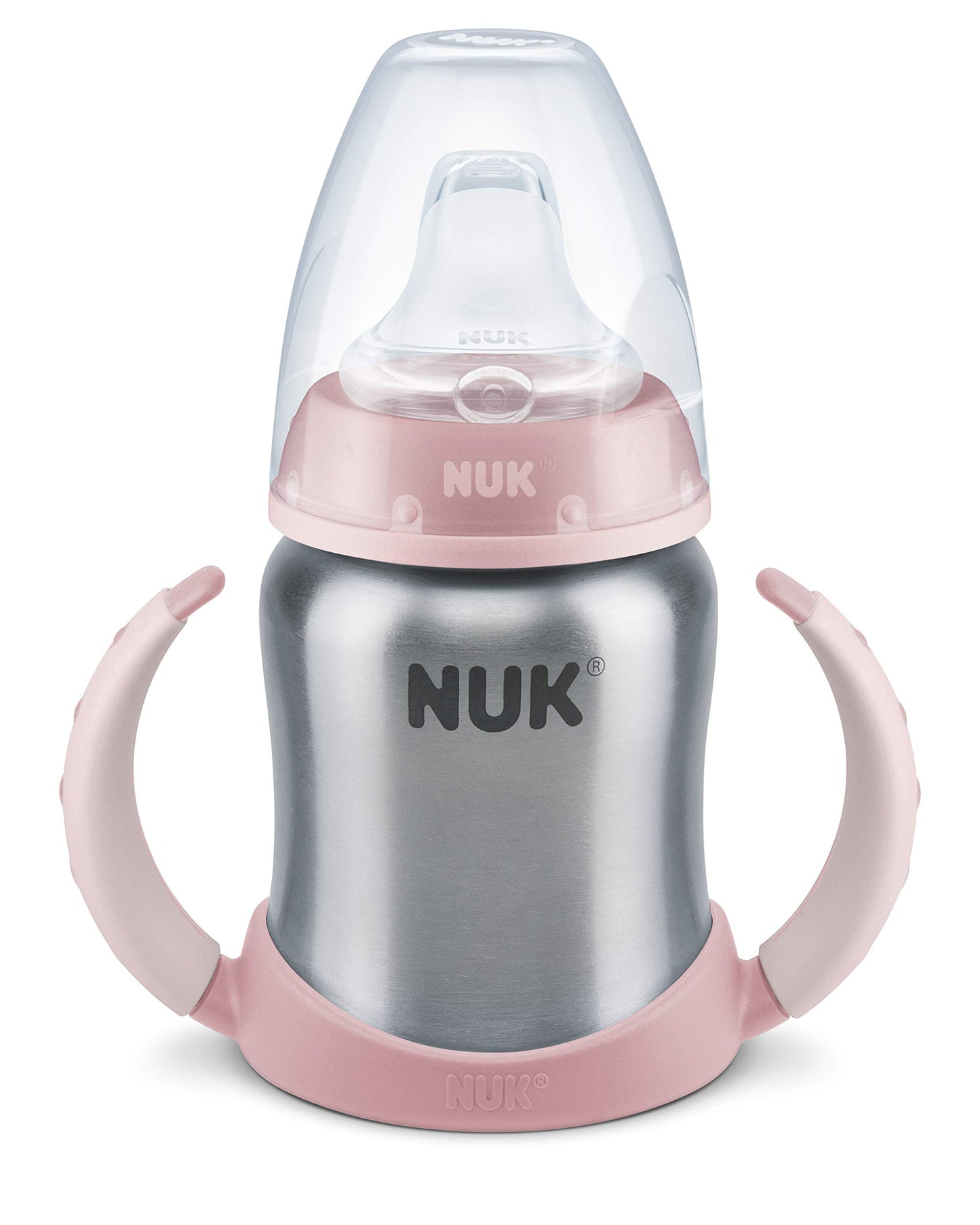 NUK First Choice+ Stainless Steel Learner Cup Sippy Cup | 6-18 Months | Leak-Proof Silicone Spout | Anti-Colic Vent | BPA-Free | 125ml | Blue | 1 Count