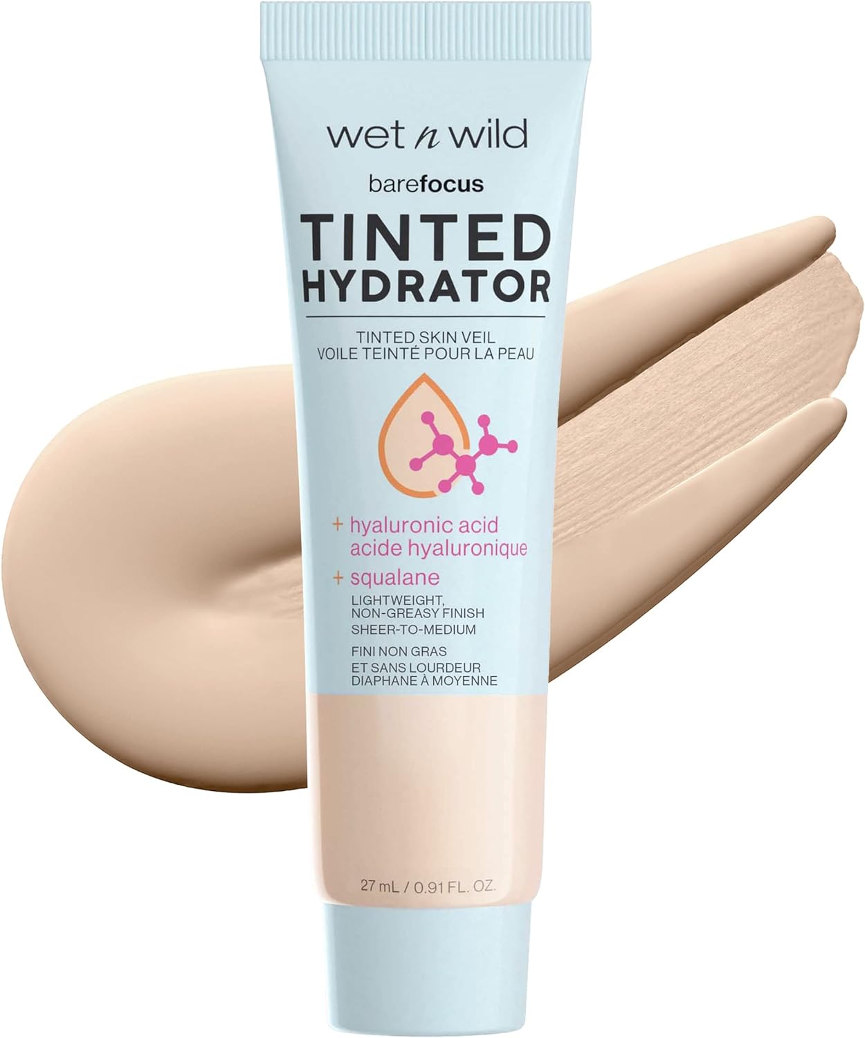 Wet N Wild Bare Focus Tinted Hydrator Tinted Skin Veil Nourishing Foundation Hyaluronic Acid, Light Medium, 0.91 Fl Oz, 27 Ml (Pack Of 1)