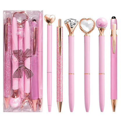 YOXMJDB Cute Pens for Women, 6 Pcs Rose Gold Pens Metal Ballpoint Pens Bulk, 1.0mm Medium Point Black Ink Pens, Office and School Supplies Cool Fun Pens Gifts for Women Teacher Nurse (Rose Gold)