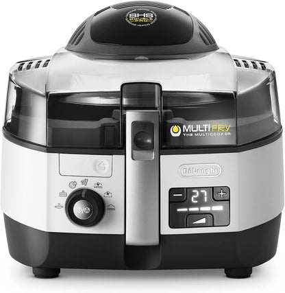 De'Longhi MultiFry Air Fryer With Surround Heating System , Multi Cooker Grilling, Broiling, Roasting, Cooking, Baking, and Toasting , 1.7 Kg Capacity , Programmable , FH1396/1 , White & Grey