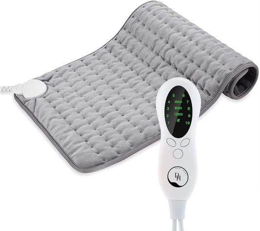 DEAL HUNT Heating Pad: Electric & Hot Pad for Fast Pain Relief, 10 Heat Settings, Timer & Auto Shut Off, Period Pain Relief, Moist and Dry Therapy, 12x24 Inch, Grey… (10)