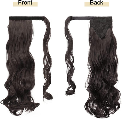 Long Straight Ponytail Extension Wrap Around Off Black Synthetic Hair Extensions One Piece Hairpiece Pony Tail Extension for Women (STRAIGHT, 1B)