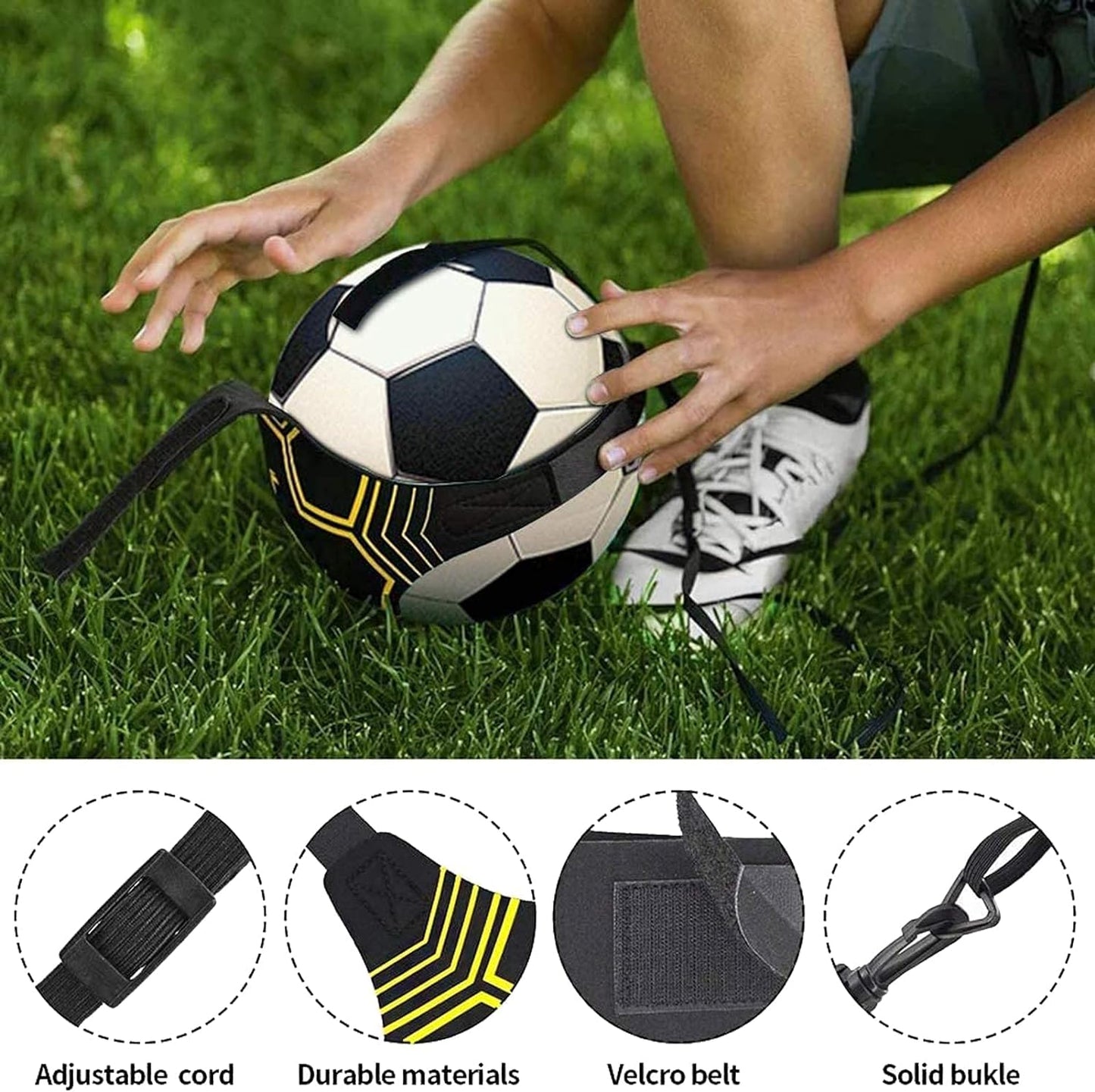 Soccer Belt Trainer, Adjustable Football Volleyball Solo Soccer Kick Trainer Practice Equipment Control Skills Waist Practice Belt Aid for Kids Soccer Volleyball Rugby Trainer Fits Ball Size 3 4 5