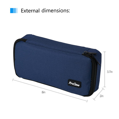 ProCase Pencil Bag Pen Case, Large Capacity Students Stationery Pouch Pencil Holder Desk Organizer with Double Zipper, Portable Pencil Pouch for School Office Supplies –Navy