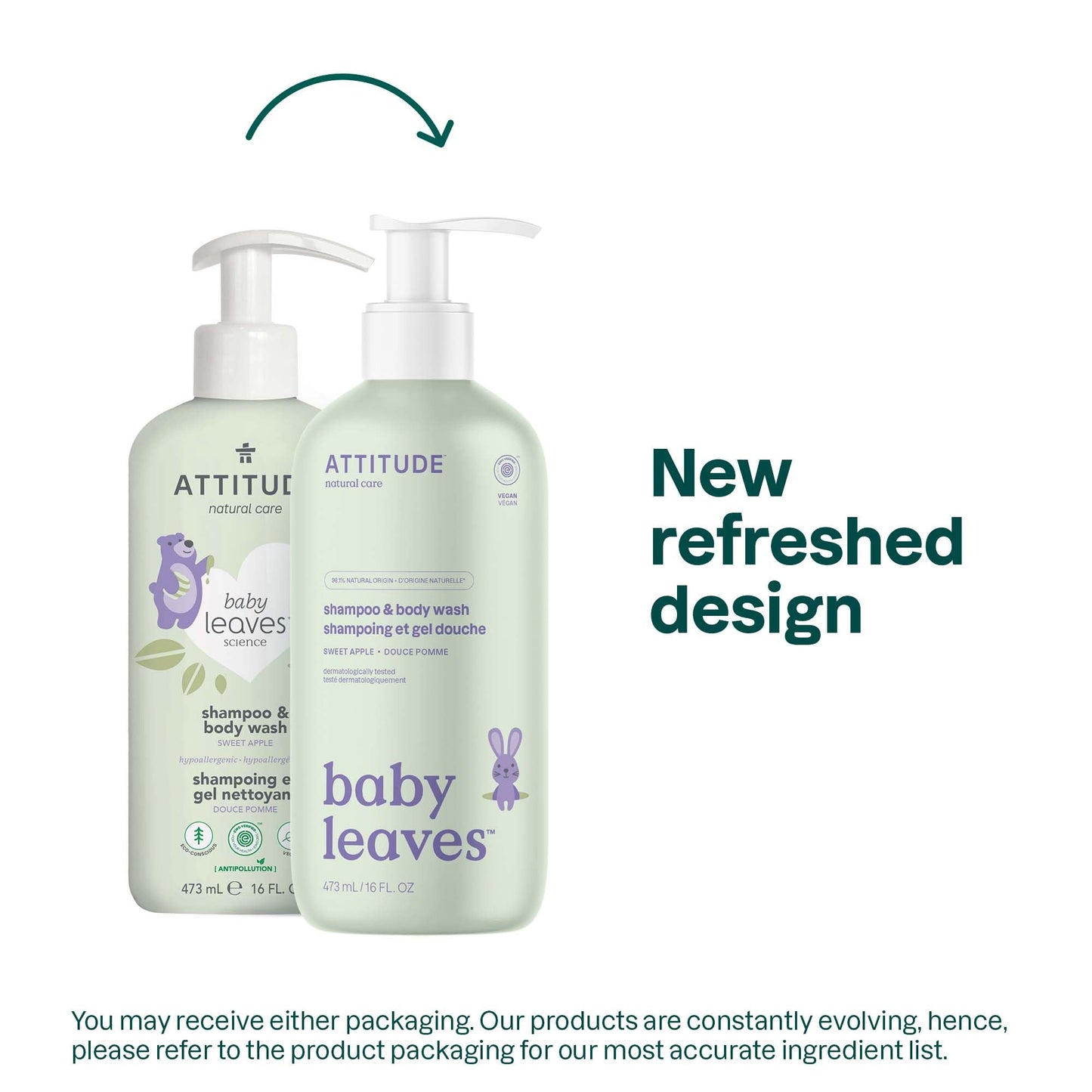 Attitude Baby Leaves 2In1 Natural Shampoo - Apple - 473 ml