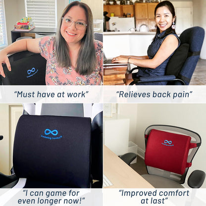 Everlasting Comfort The Original Lumbar Support Pillow - Improves Posture, Promotes Back Pain Relief - Superior Office Chair Back Support for Gaming and Desk Chairs - Lumbar Pillow for Car, Couch