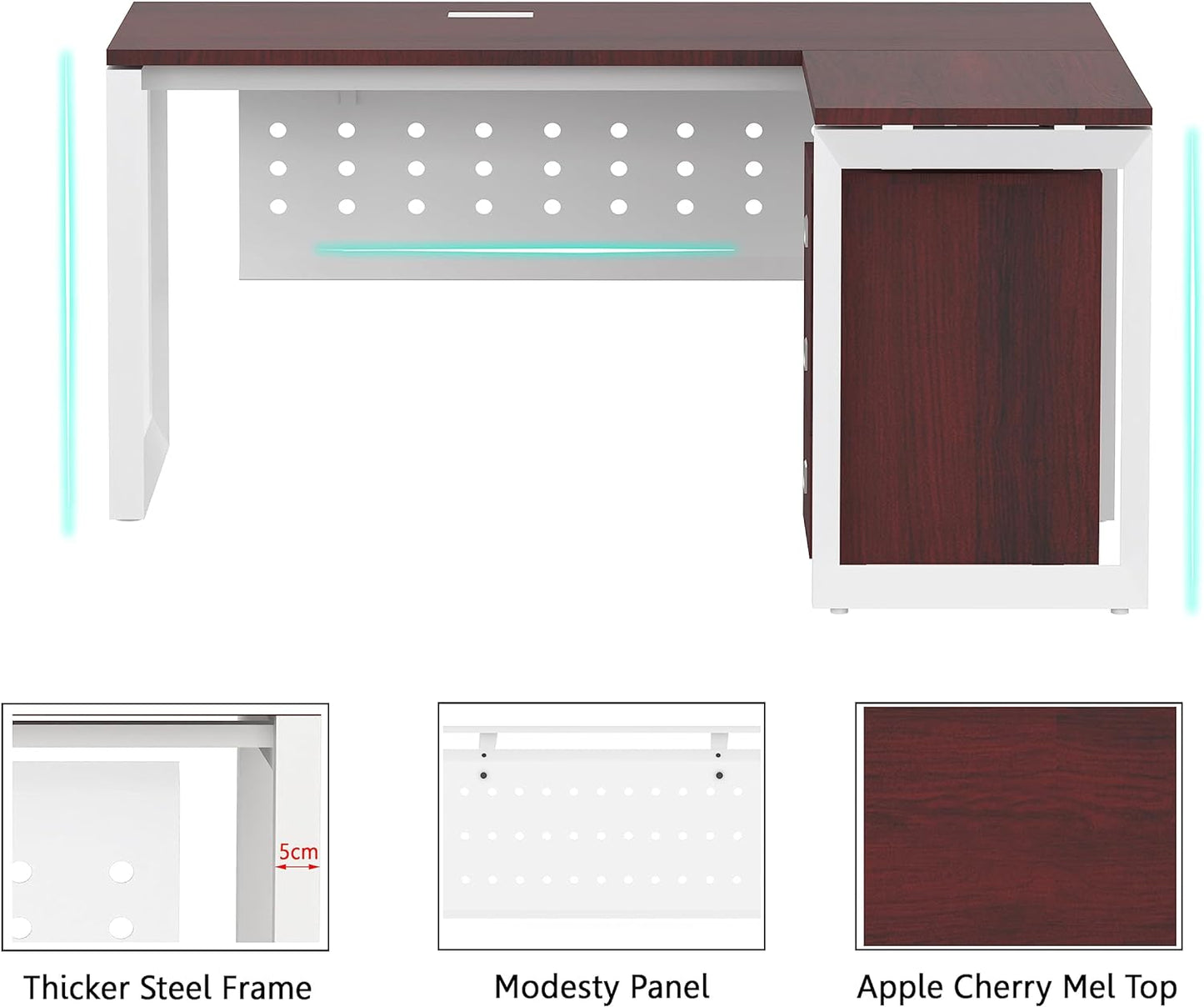 Mahmayi Vorm 136-18 White Modern Workstation Material-Melamine on MDF