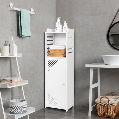 无 White Modern Bathroom Floor Cabinet,Free Standing Storage Cabinet with Door and Shutters,Waterproof Bathroom Furniture Cabinet for Living Room,Bedroom,Kitchen,etc