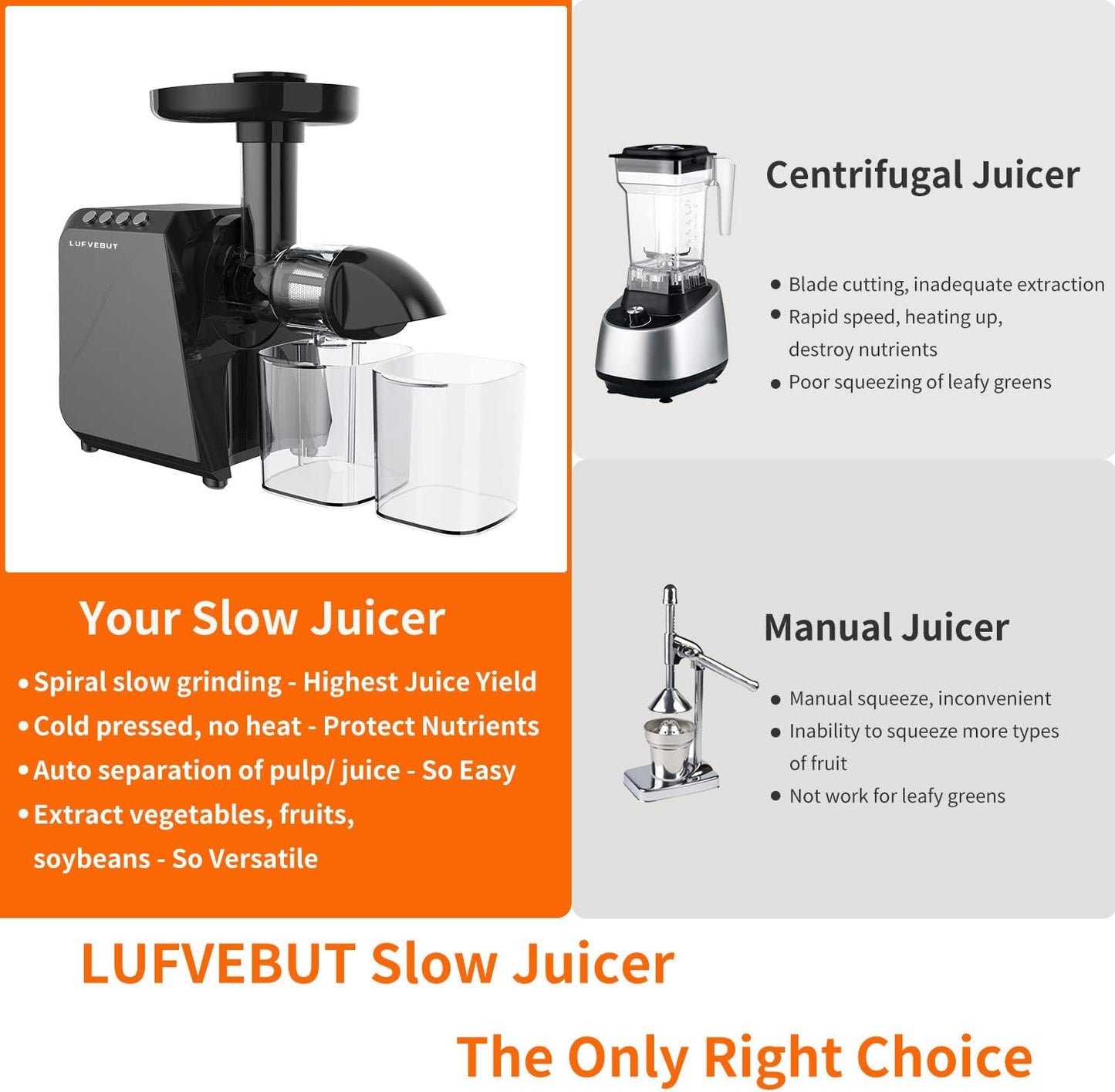 Slow Juicer Machine, Vegetable and Fruit Juicer, Cold Press Juicer Machines with Quiet Motor, Reverse Function, BPA Free, Easy Clean Masticating Juicer Extractor for Celery Carrots Ginger Wheatgrass