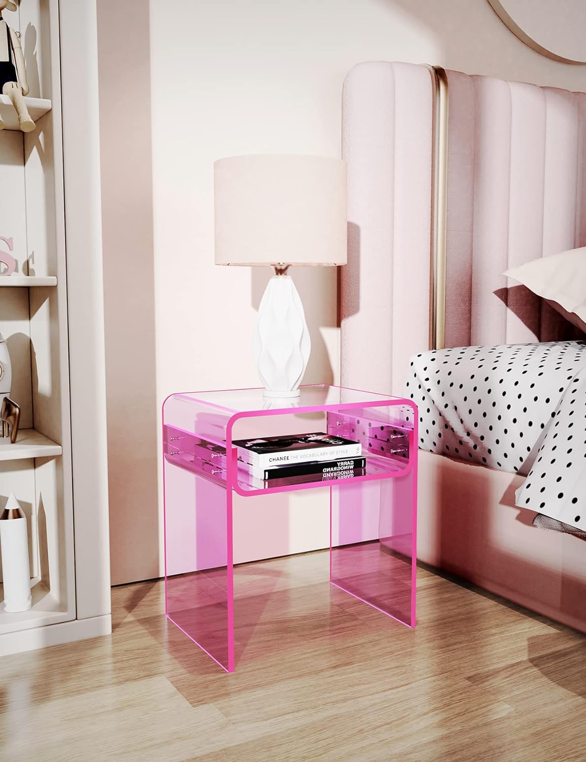 solaround Acrylic Side Table, Nightstand U-Shaped Bedside Table for Bedroom Living Room, 30 * 40 * 50cm, Clear