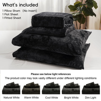 PHF 4-Piece Truly Velvet Sheet Set Queen Size, Luxury Cozy Warm Sheets Set for Fall & Winter, Non Pilling Fuzzy Flannel Fleece 15" Deep Pocket Sheet Set, Black