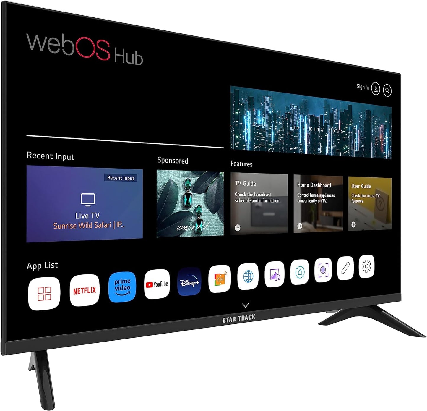 Star Track LED Smart TV 55 inch Powered by WebOS, 4K UHD+ T2S2, Wifi, Netflix, YouTube, Prime Video, HDMI, USB With Model 2023