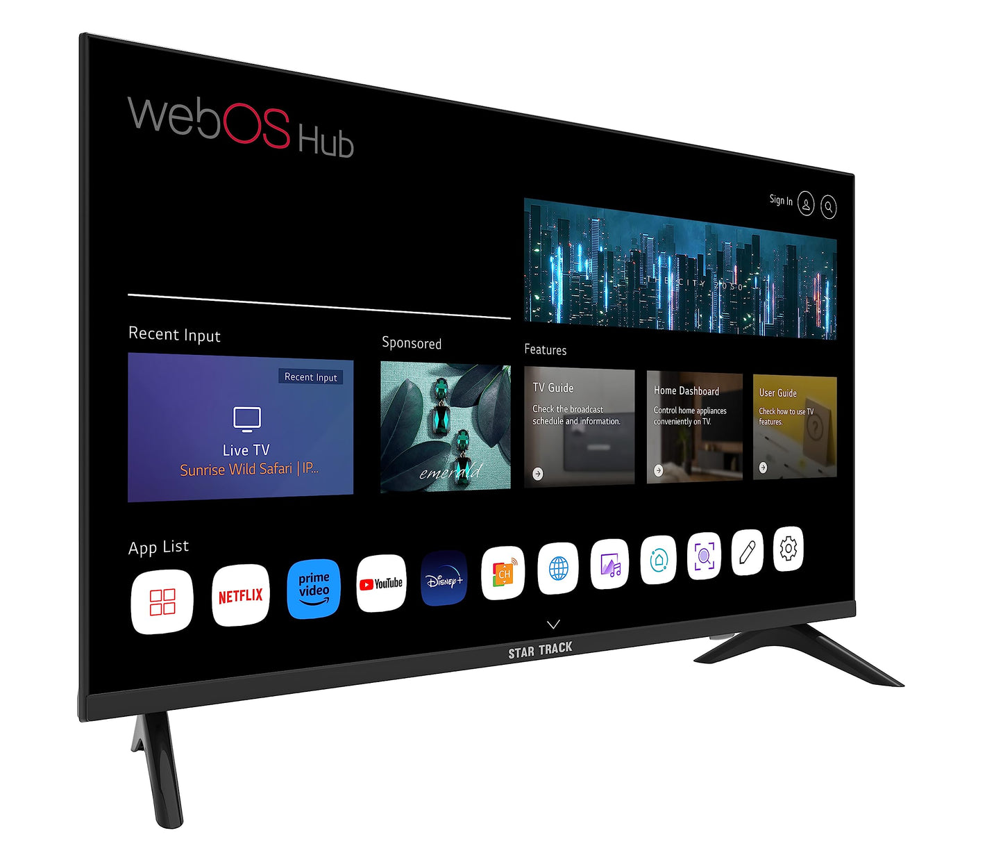 Star Track LED Smart TV 55 inch Powered by WebOS, 4K UHD+ T2S2, Wifi, Netflix, YouTube, Prime Video, HDMI, USB With Model 2023