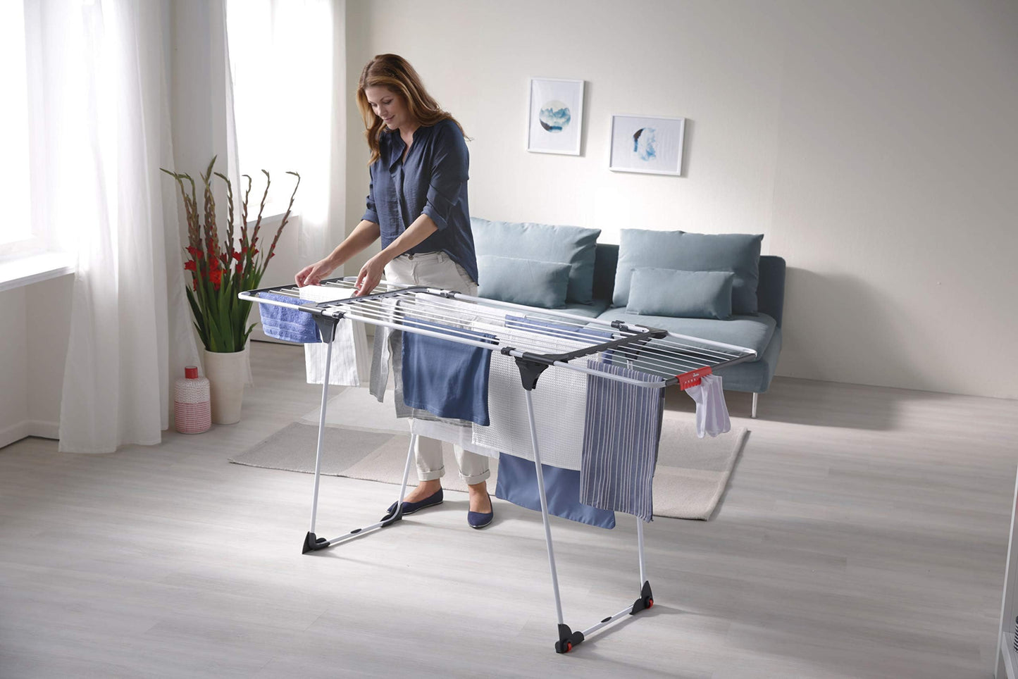 Vileda Clothes Airer, Aluminium, White, 58,5 x 19,5 x 131 cm