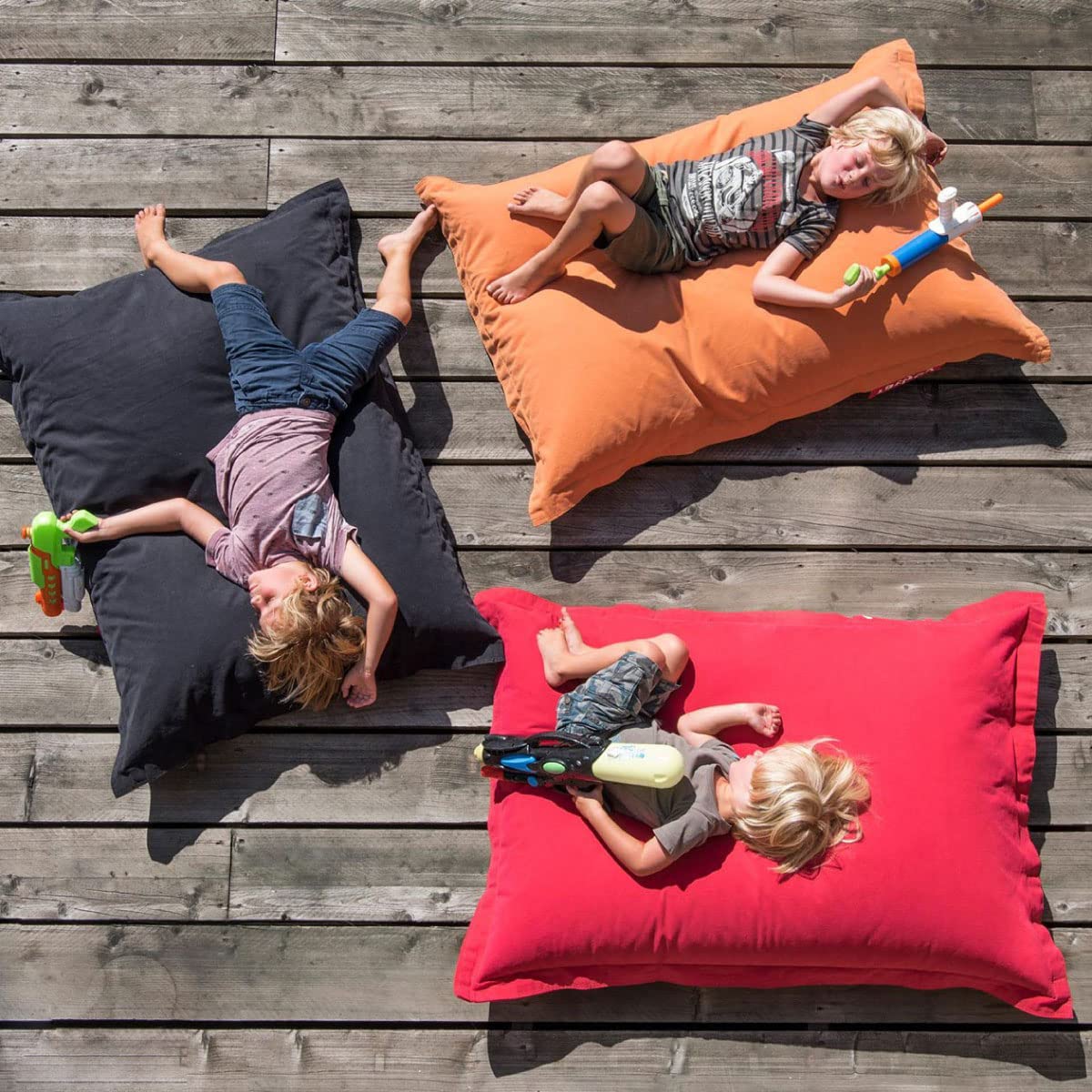 Fatboy® Junior Bean Bag, Stonewashed Beanbag, Water Repellent, Quality Fabric and Filling, Indoor Usage (Red)