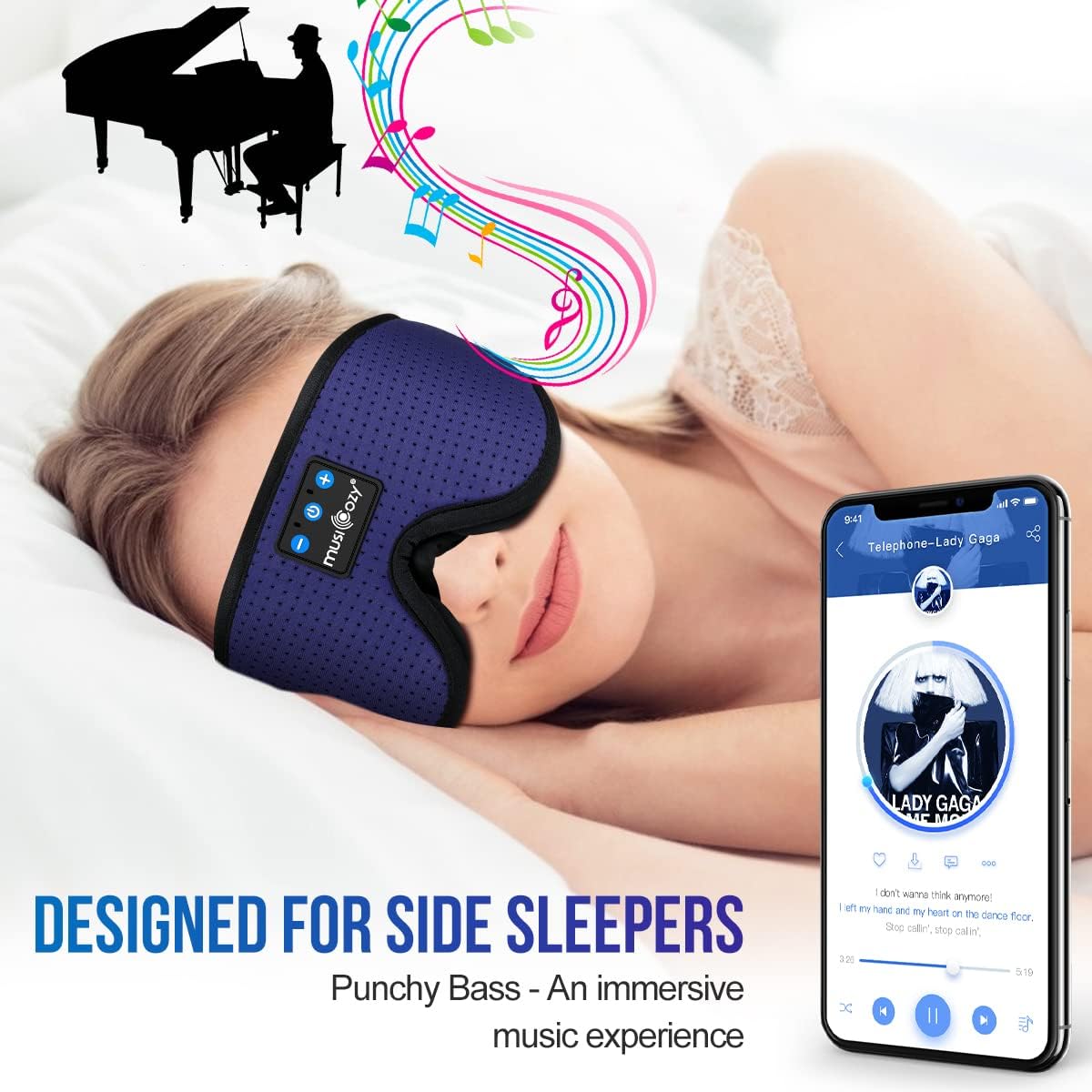 MUSICOZY Sleep Headphones Bluetooth Sleep Mask 3D Wireless Music Sleeping Headphones Headband Eye Mask Sleep Earbuds for Side Sleepers Mom Men Women with Speakers Cool Tech Gadgets Gifts