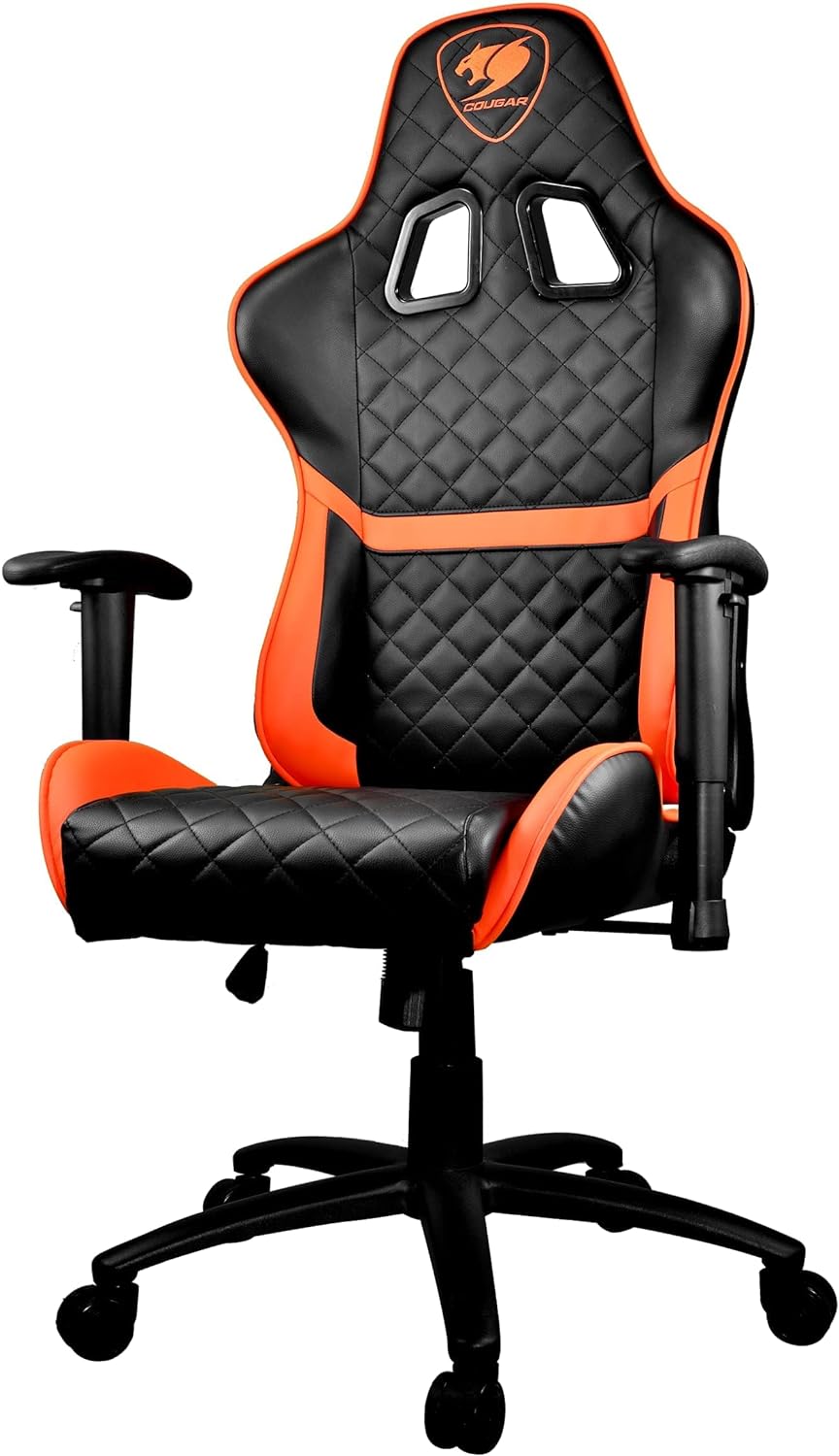 Cougar Gaming Chair Armor One, Steel-Frame, Breathable Pvc Leather, 180° Recliner System, 120Kg Weight Capacity, 2D Adjustable Arm-Rest, Steel 5-Star Base