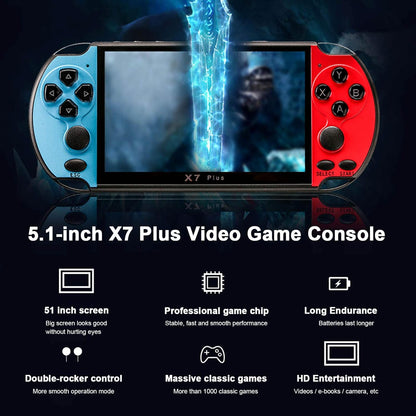 Labymos 5.1inch X7 Plus Video Game Console Handheld Game Players Double Rocker 8GB Memory Built in 1000 Games MP5 Game Controller