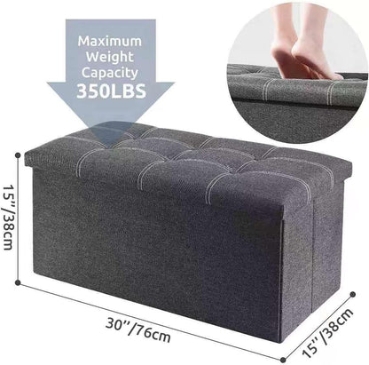 Packingoutlet Thickened Linen Storage Ottoman Bench, 76x38x38cm