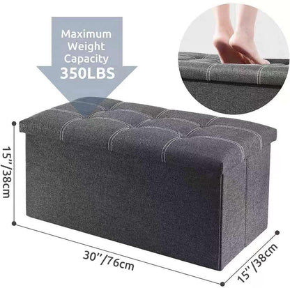 Packingoutlet Thickened Linen Storage Ottoman Bench, 76x38x38cm