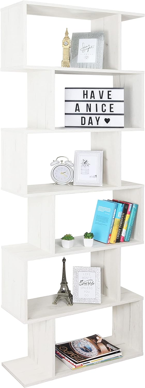 RICOO WM071-WM Shelf 129 x 70 x 25 cm, Standing Shelf, White Matt, Wooden Bookcase, Wall Shelf, Small Shelf, Shelves & Shelves, Narrow Shelf, Office Bookshelves, Small Shelf, Small Office Shelf