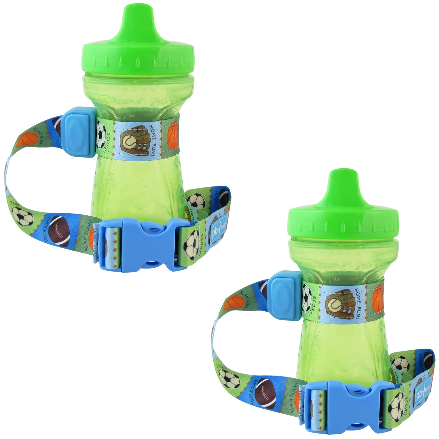 PBnJ Baby SippyPal Sippy Cup Holder Strap Leash Tether (Gray Chevron 2-Pack)