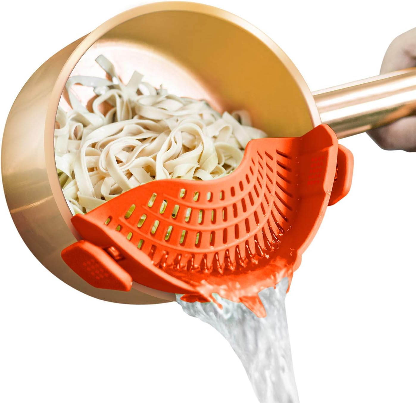 Clip on Strainer for pots pans, Snap'N Strainer Strain Made by FDA Approved, Heat Resistant Silicone, Easy to Use and Store,Dishwasher Safe