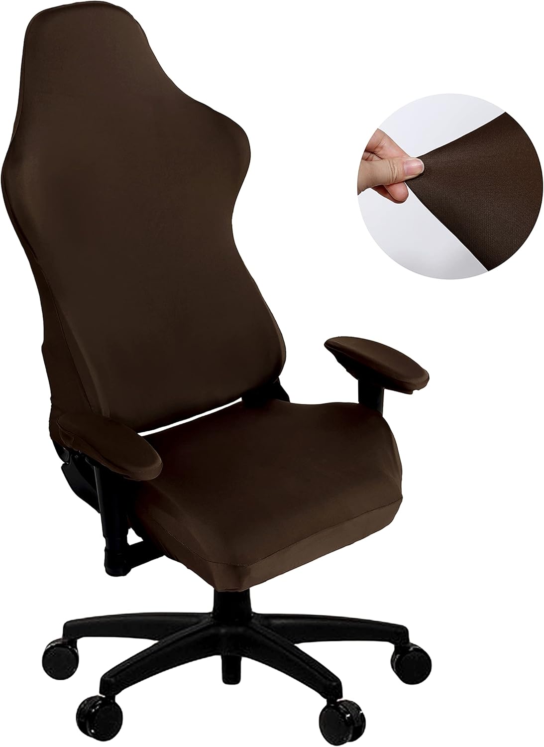 SARAFLORA Polyester Solid Stretch Washable Computer Chair Slipcovers for Universal Rotating for Boss, Office Chair (Large, Black)