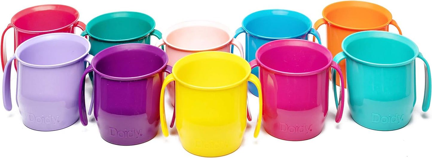 Doidy Cup - Training Sippy Cups for Toddler Cup & Babies - Unique Slanted Design Two Handles Baby Cup - Great Weaning Cup for Milk, Water & Juice - Use from 3-6 Months to Toddler (Purple)