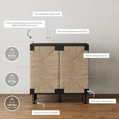 Nathan James Accent Boho Modern Free Standing Buffet Sideboard Hallway, Entryway, Dining Living Room, 1 Storage Cabinet, Beacon - Light Brown