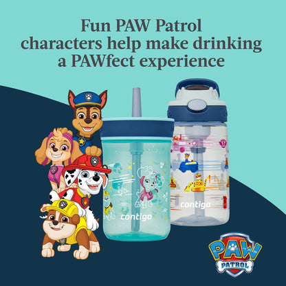 Contigo Paw Patrol Kids Cleanable Water Bottle with Silicone Straw and Spill-Proof Lid, Dishwasher Safe, 14oz 2-Pack